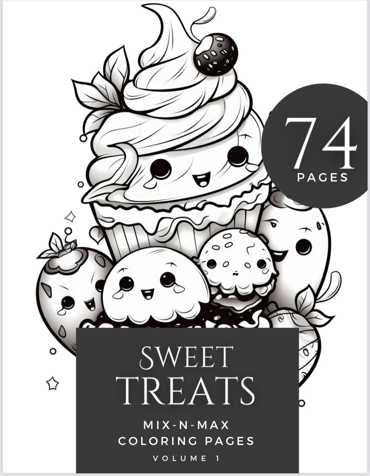 Sweet treats coloring book - 74 Pages