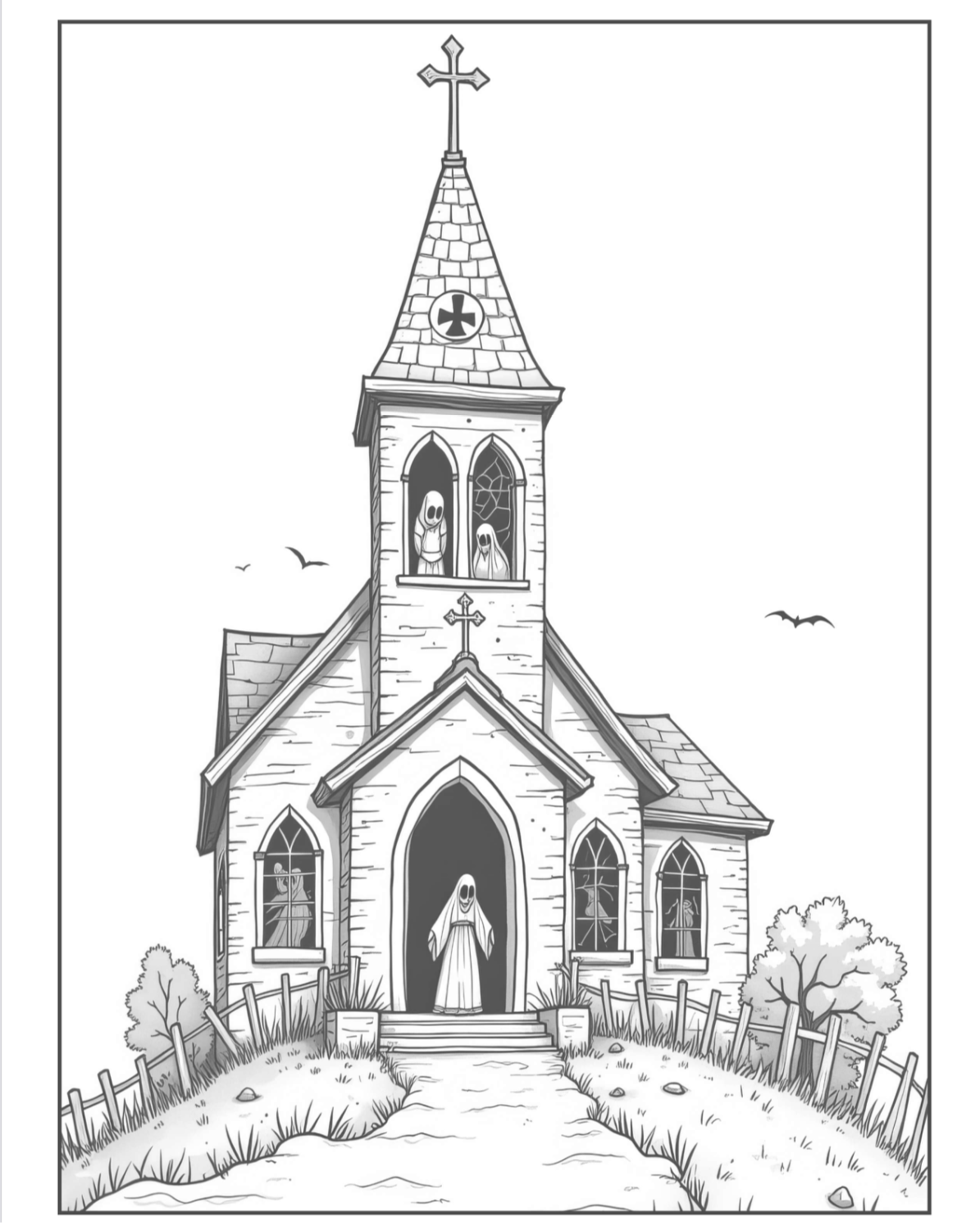 Spooky coloring book lighter ink - 60 pages