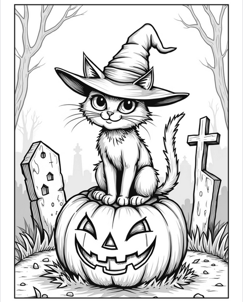 Spooky coloring book dark ink - 60 pages