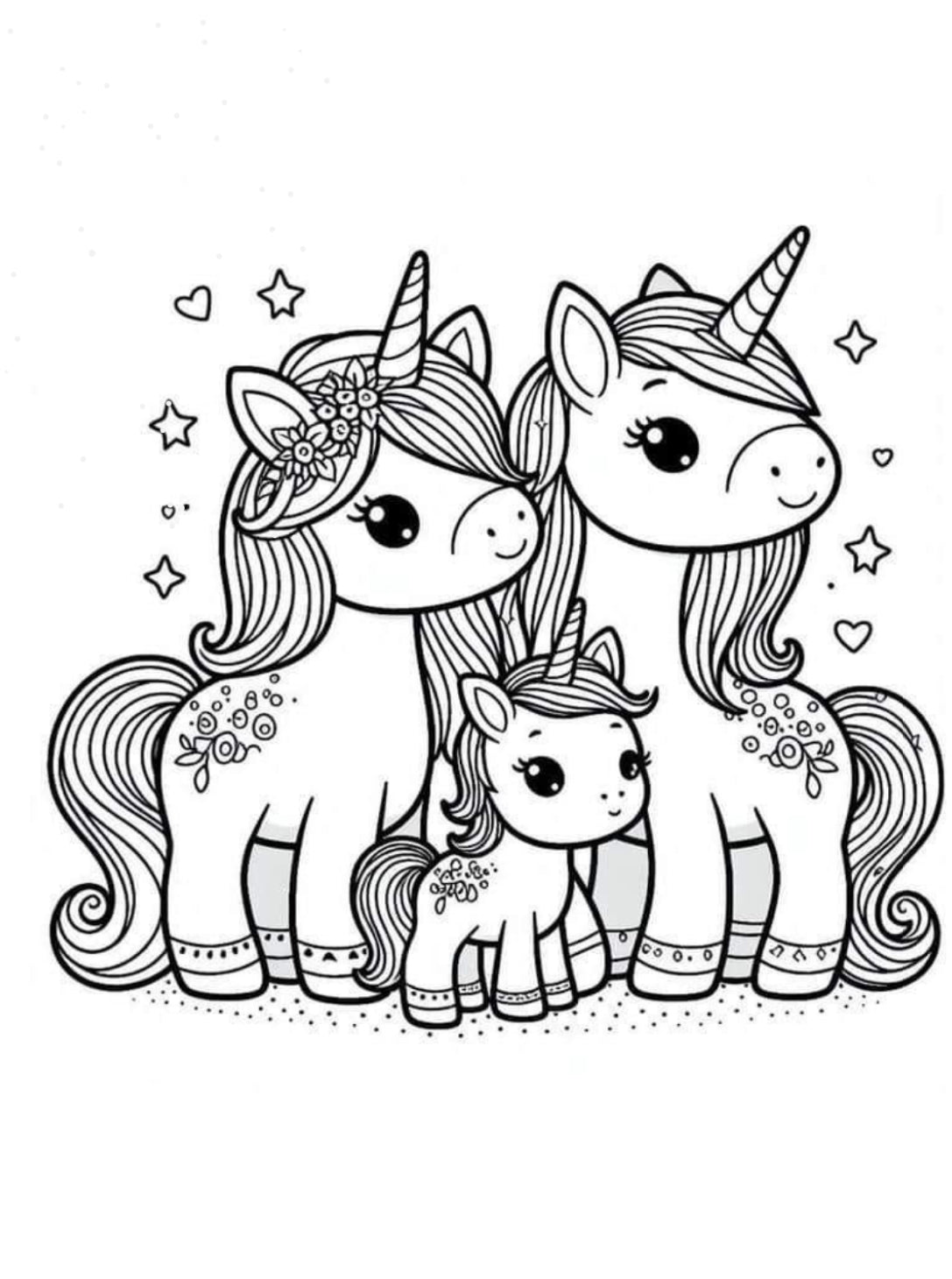Cute unicorn coloring book 6 pages - free