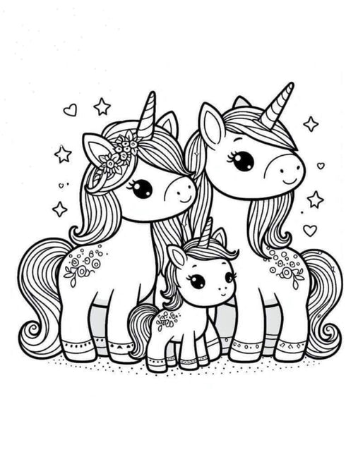Cute unicorn coloring book 6 pages - free