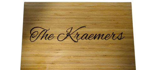 You can have your family name engraved on the cutting board in many fancy or fun Fonts