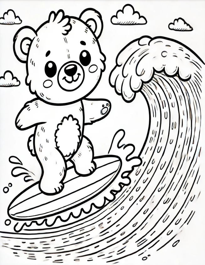 Cute Animals at the Beach Coloring Book - 20 pages