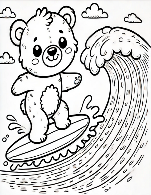 Cute Animals at the Beach Coloring Book - 20 pages