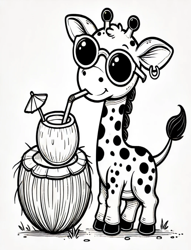 Cute Animals at the Beach Coloring Book - 20 pages