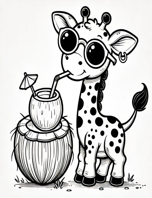 Cute Animals at the Beach Coloring Book - 20 pages