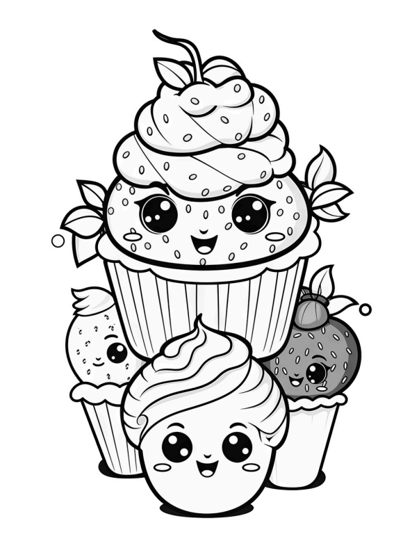 Kawaii Sweet Treats Coloring book - 26 pages