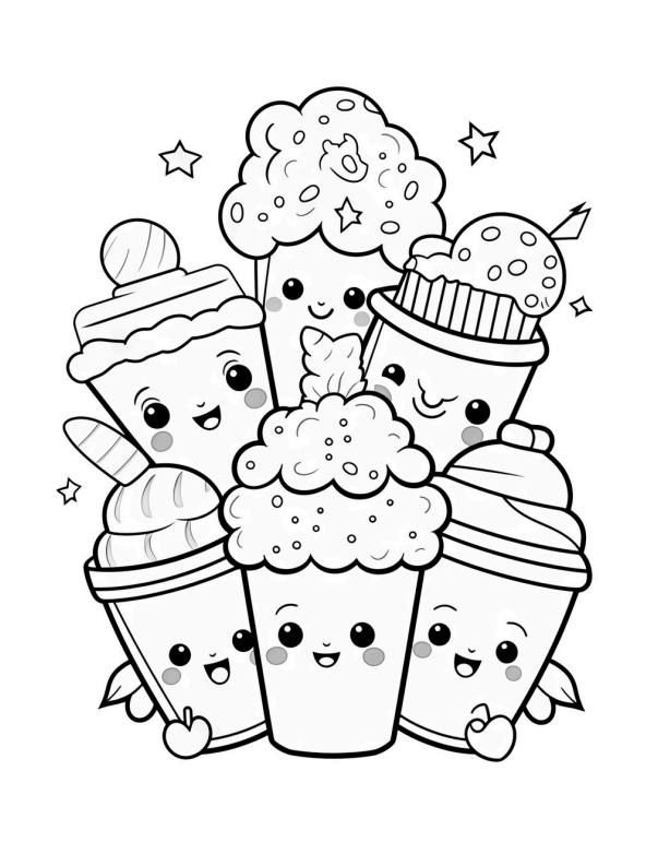 Kawaii Sweet Treats Coloring book - 26 pages