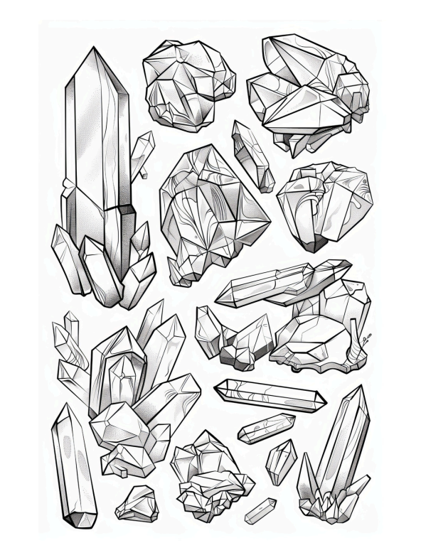 Zen Crystals Coloring Book - 25 pages