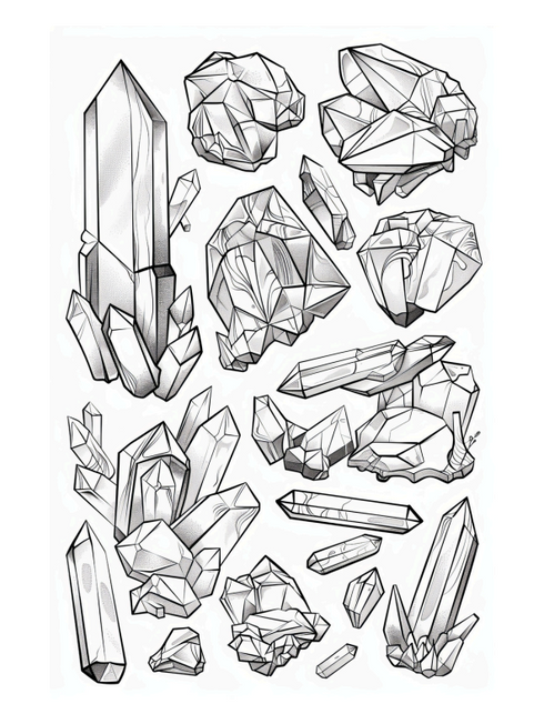 Zen Crystals Coloring Book - 25 pages