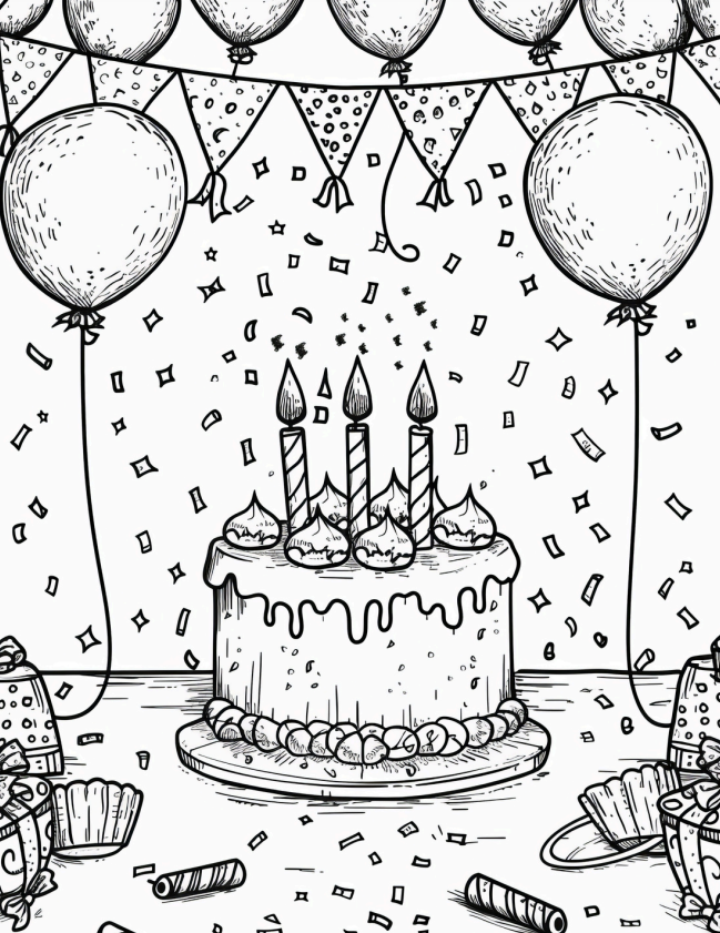 Birthday Party Coloring - 26 Pages