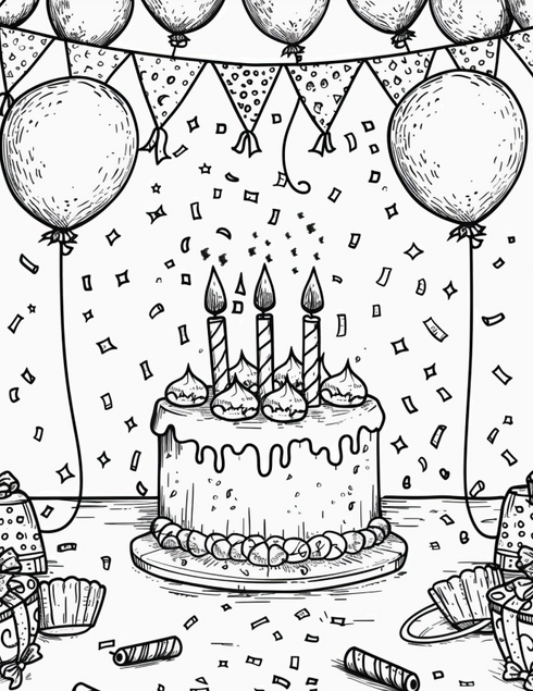 Birthday Party Coloring - 26 Pages