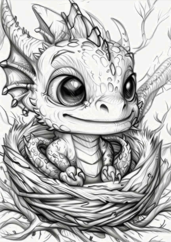 Baby Dragon Coloring Book #3 - 25 pages