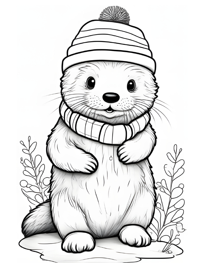 Cute Animals wearing Christmas Hats - 92 pages