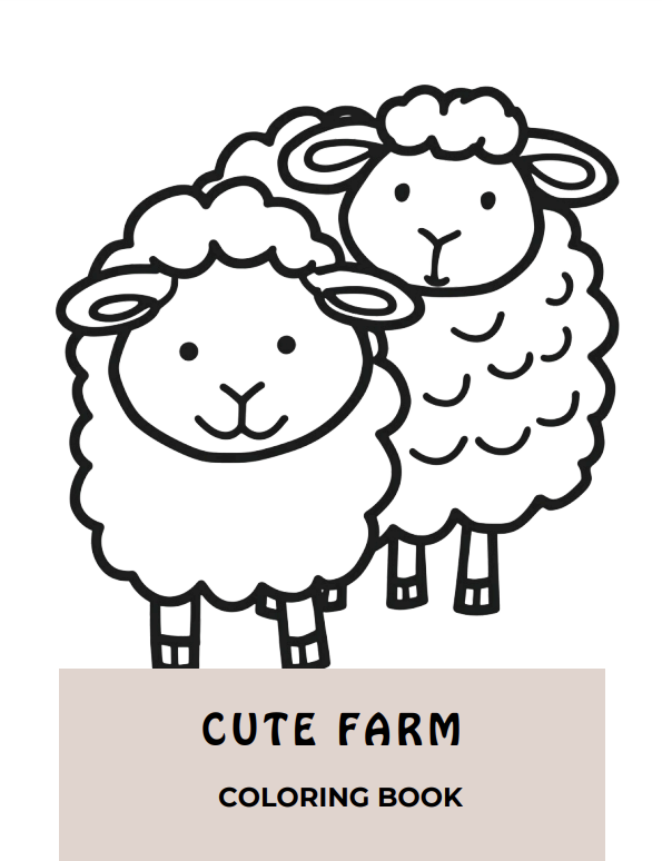 Cute farm animals 14 pages