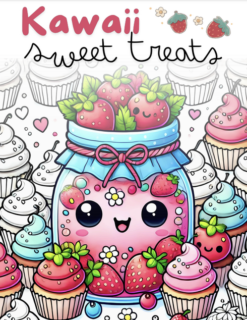Kawaii Sweet Treats Coloring book - 26 pages