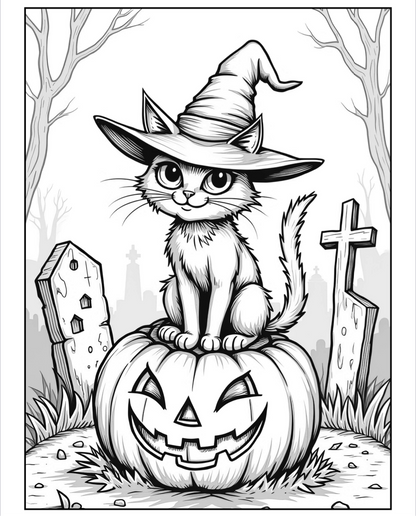 Spooky coloring book dark ink - 60 pages