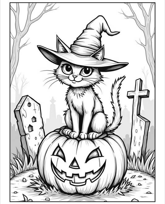 Spooky coloring book dark ink - 60 pages