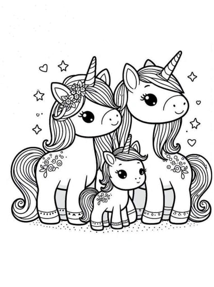 Cute unicorn coloring book 6 pages - free