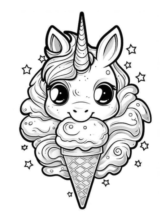 Cute unicorn coloring book 6 pages - free