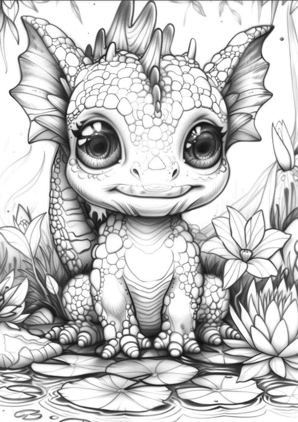 Baby Dragon Coloring Book #3 - 25 pages
