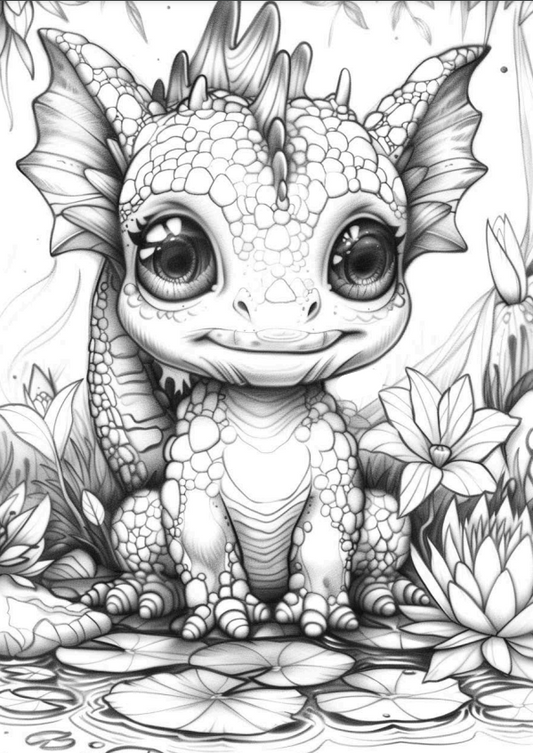 Baby Dragon Coloring Book #3 - 25 pages
