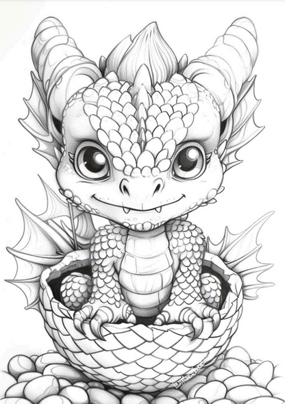 Baby Dragon Coloring Book #3 - 25 pages