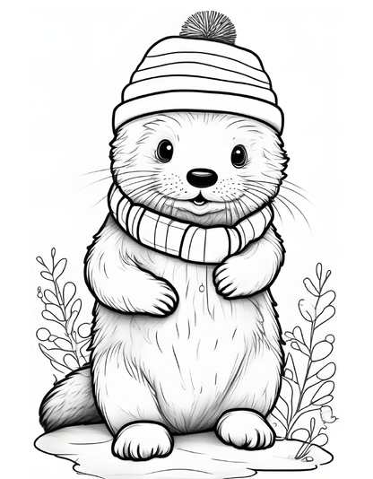 Cute Animals wearing Christmas Hats - 92 pages