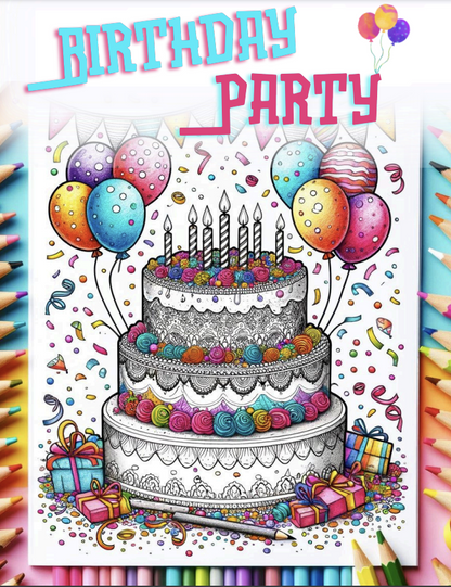 Birthday Party Coloring - 26 Pages