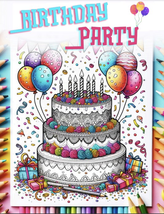 Birthday Party Coloring - 26 Pages