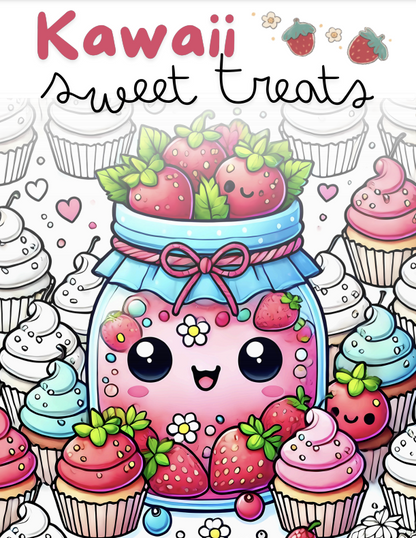 Kawaii Sweet Treats Coloring book - 26 pages