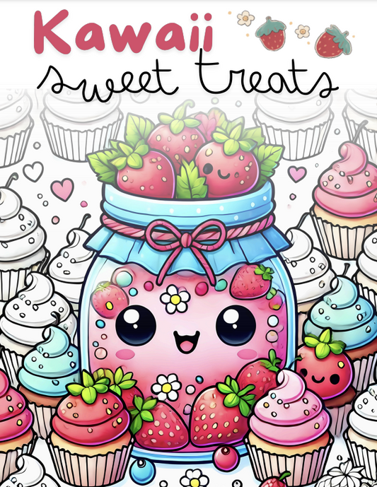 Kawaii Sweet Treats Coloring book - 26 pages
